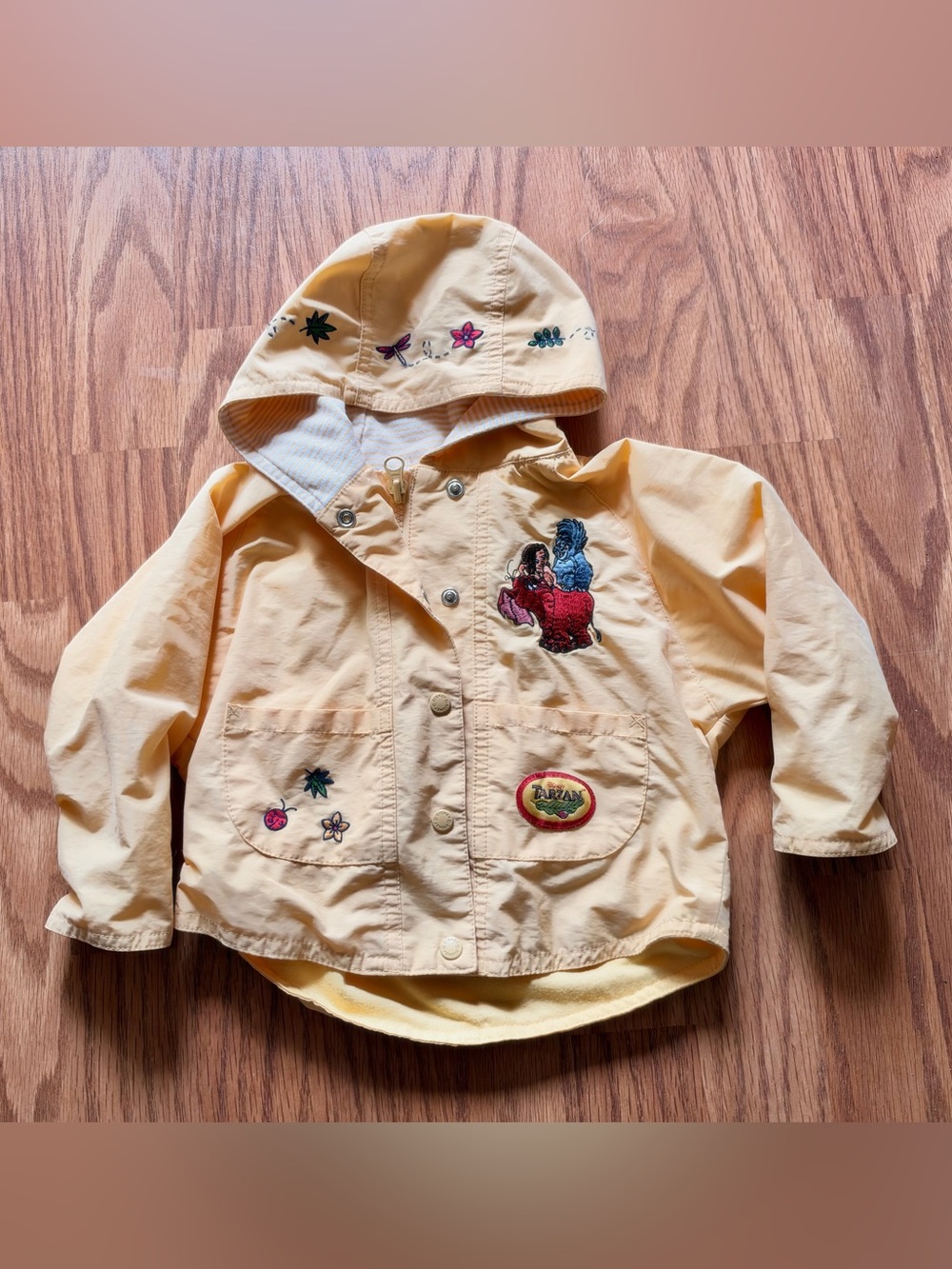 The Disney Store Yellow Embroidered TARZAN Terk Tantor Hooded Jacket